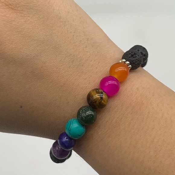 Lava Stone Seven Chakra Healing Bracelet - Picture 5 of 5